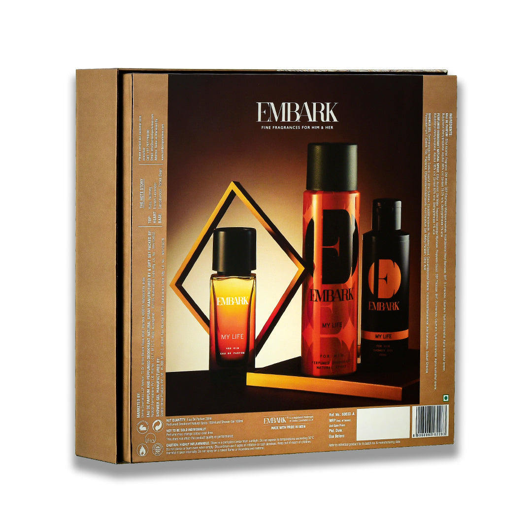 Embark Perfumes 3-Piece Giftset - My Life For Him GIFT SET FOR MEN, Combo