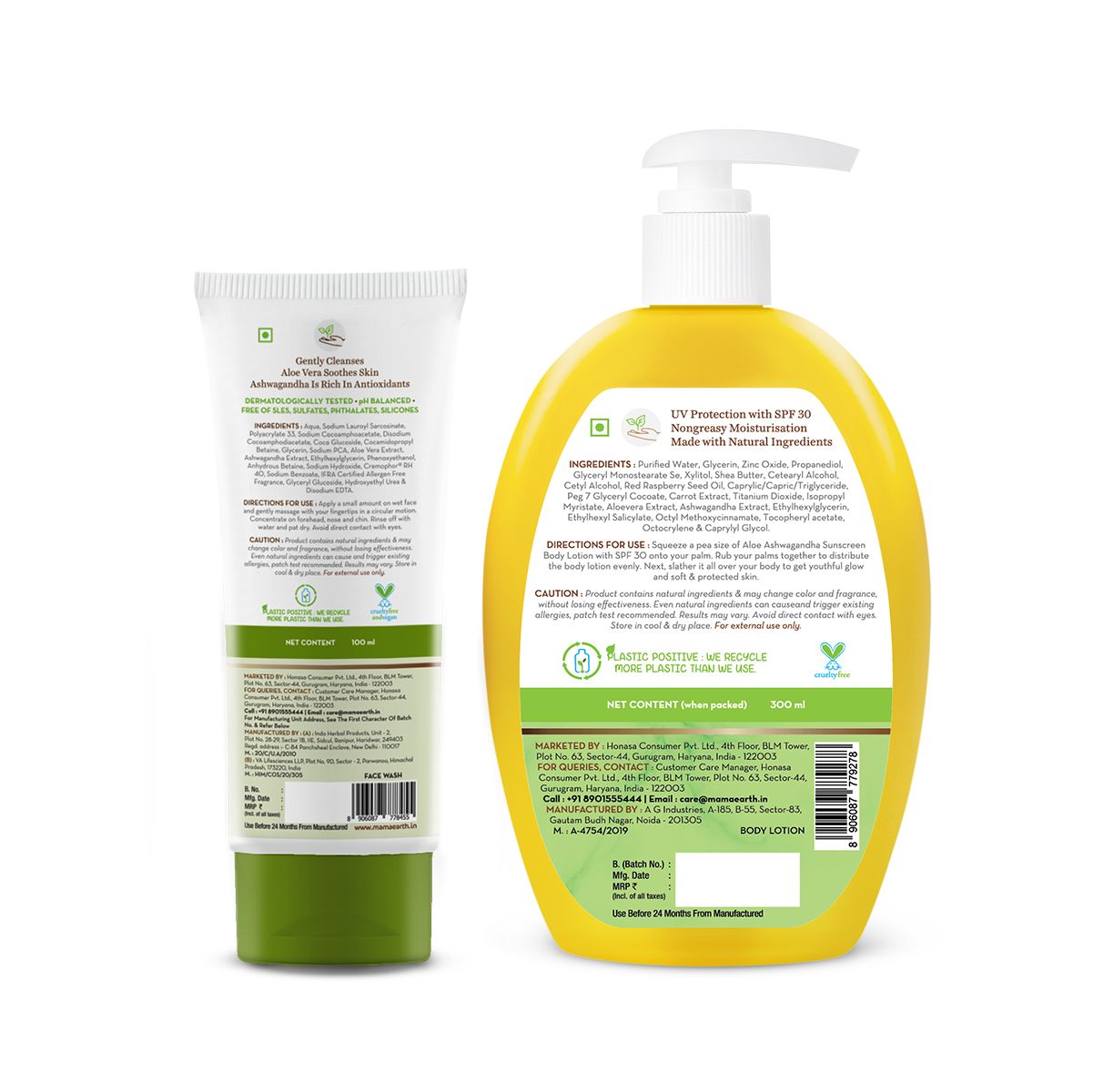 Mamaearth Aloe Glow Combo, Body Lotion 300ml + Face Wash 100ml - Image 2 - Buy from Indicrest