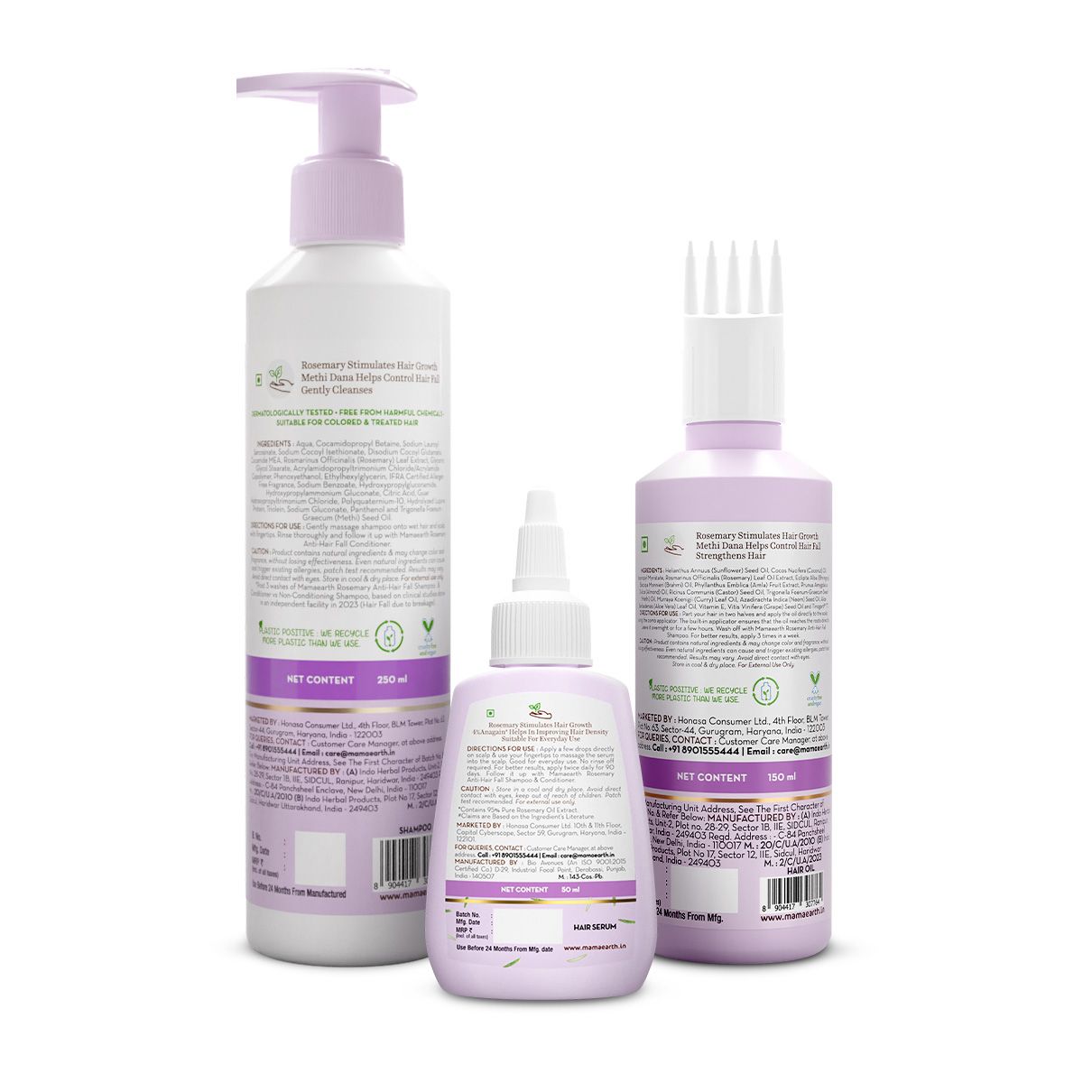 Mamaearth Rosemary Hair Strengthening Combo, 250ml + 150ml + 50ml - Image 2 - Buy from Indicrest