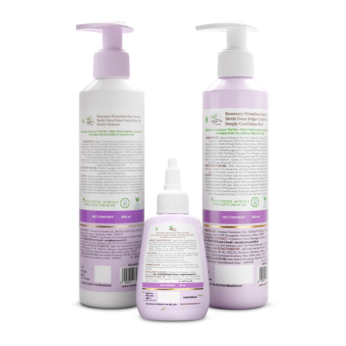 Mamaearth Rosemary Hair Growth Boosting Combo, 250ml + 250ml + 50ml - Image 2 - Buy from Indicrest