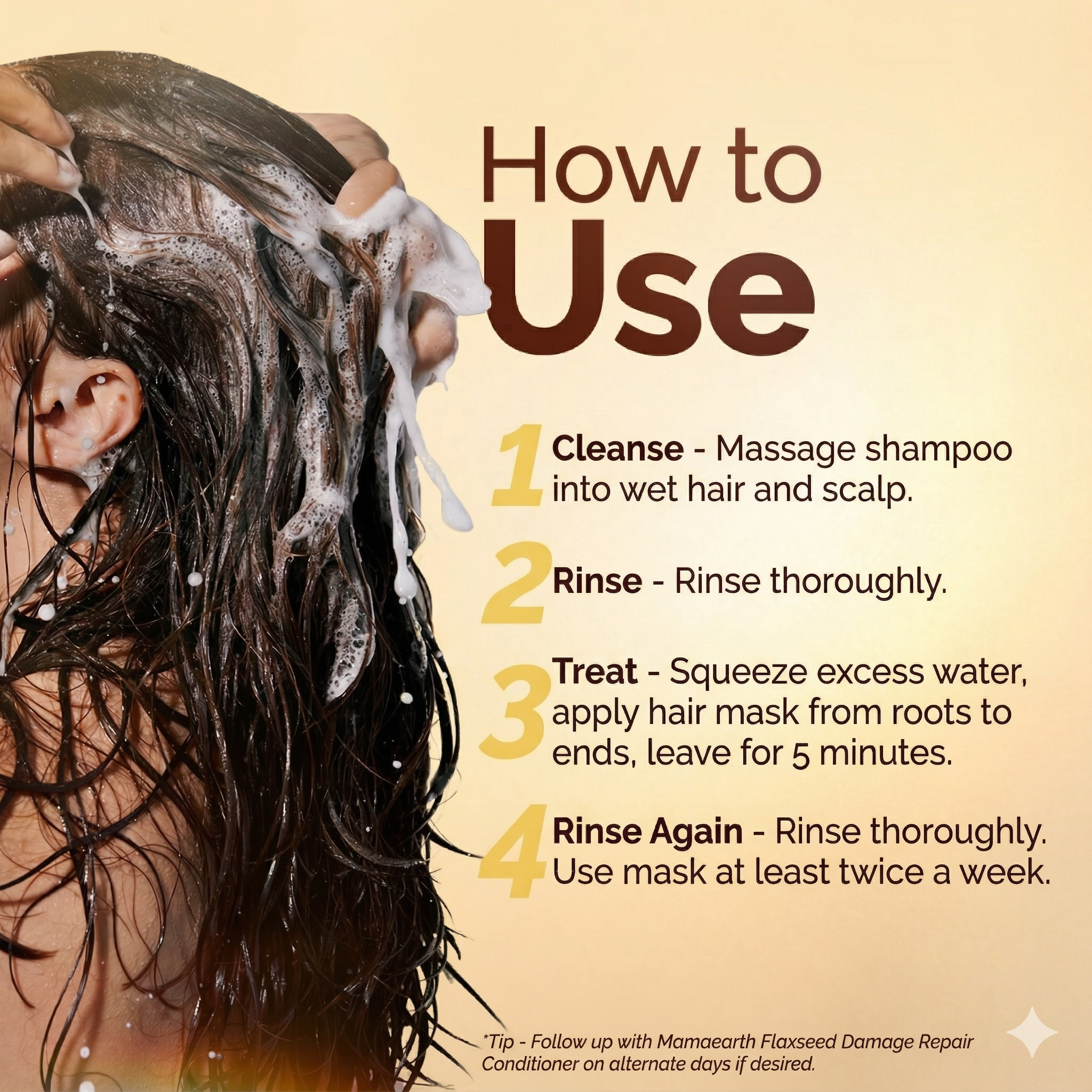 Mamaearth Flaxseed Damage Repair Combo, Shampoo 250 ml + Hair Mask 300 ml - Image 2 - Buy from Indicrest