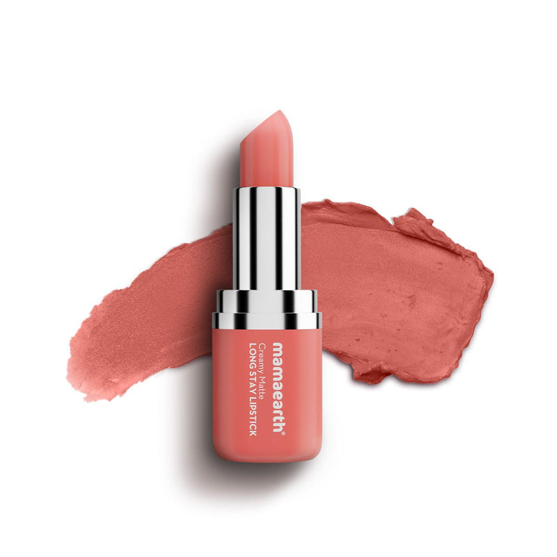 Mamaearth Creamy Matte Long Stay Lipstick with Murumuru Butter and Vitamin E, 4.2g | Coral Bloom - Buy from Indicrest