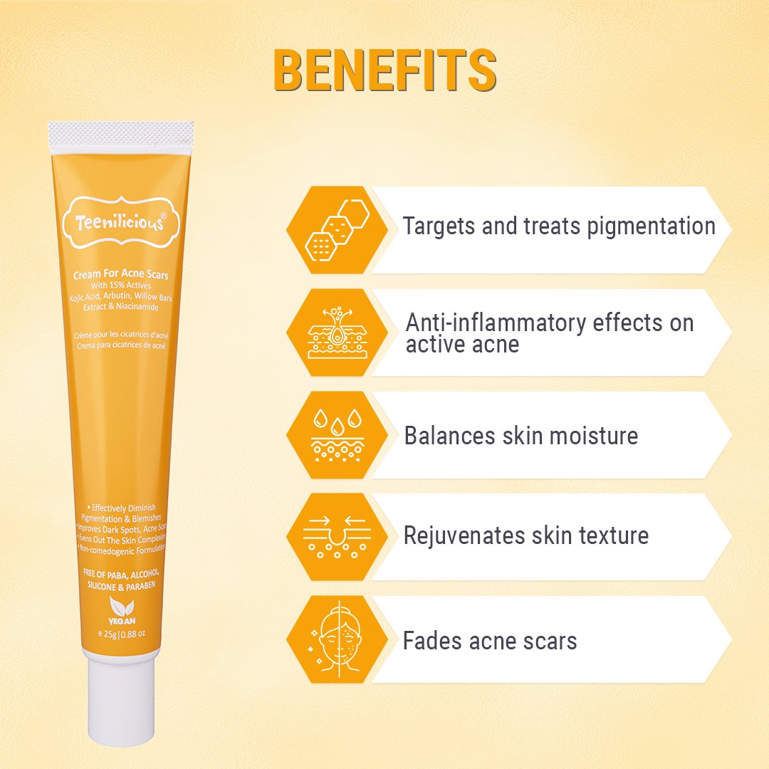 Fixderma Teenilicious Face Cream with Niacinamide & Kojic Acid | For Acne Scars, 25g - Image 2 - Buy from Indicrest