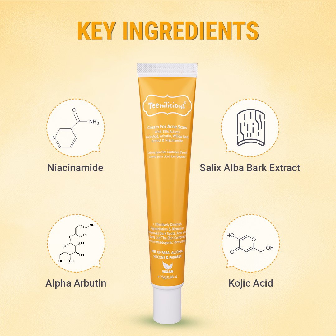 Fixderma Teenilicious Face Cream with Niacinamide & Kojic Acid | For Acne Scars, 25g - Image 4 - Buy from Indicrest