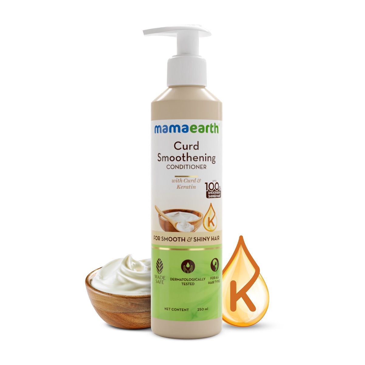 Mamaearth Curd Smoothening Conditioner with Curd & Keratin for Smooth & Shiny Hair 250 ml - Buy from Indicrest