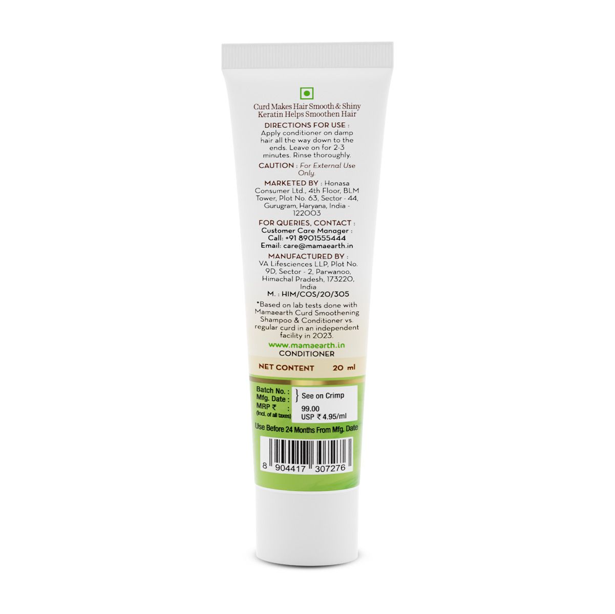 Mamaearth Curd Smoothening Conditioner with Curd & Keratin for Smooth & Shiny Hair 20ml - Image 2 - Buy from Indicrest
