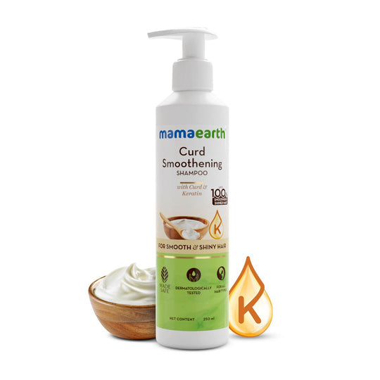 Mamaearth Curd Smoothening Shampoo with Curd & Keratin for Smooth & Shiny Hair, 250 ml - Buy from Indicrest