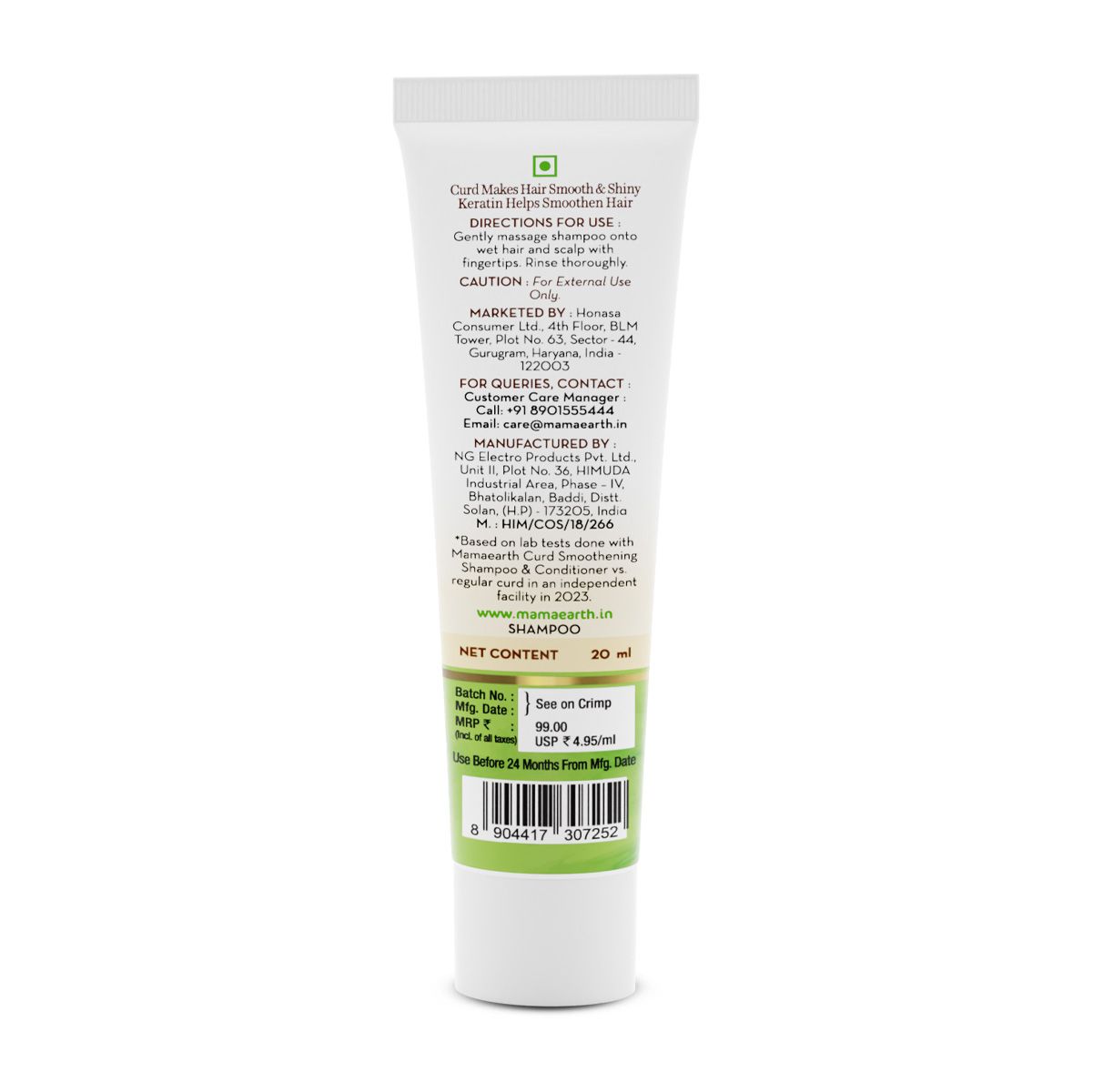 Mamaearth Curd Smoothening Shampoo with Curd & Keratin for Smooth & Shiny Hair, 20ml - Image 2 - Buy from Indicrest
