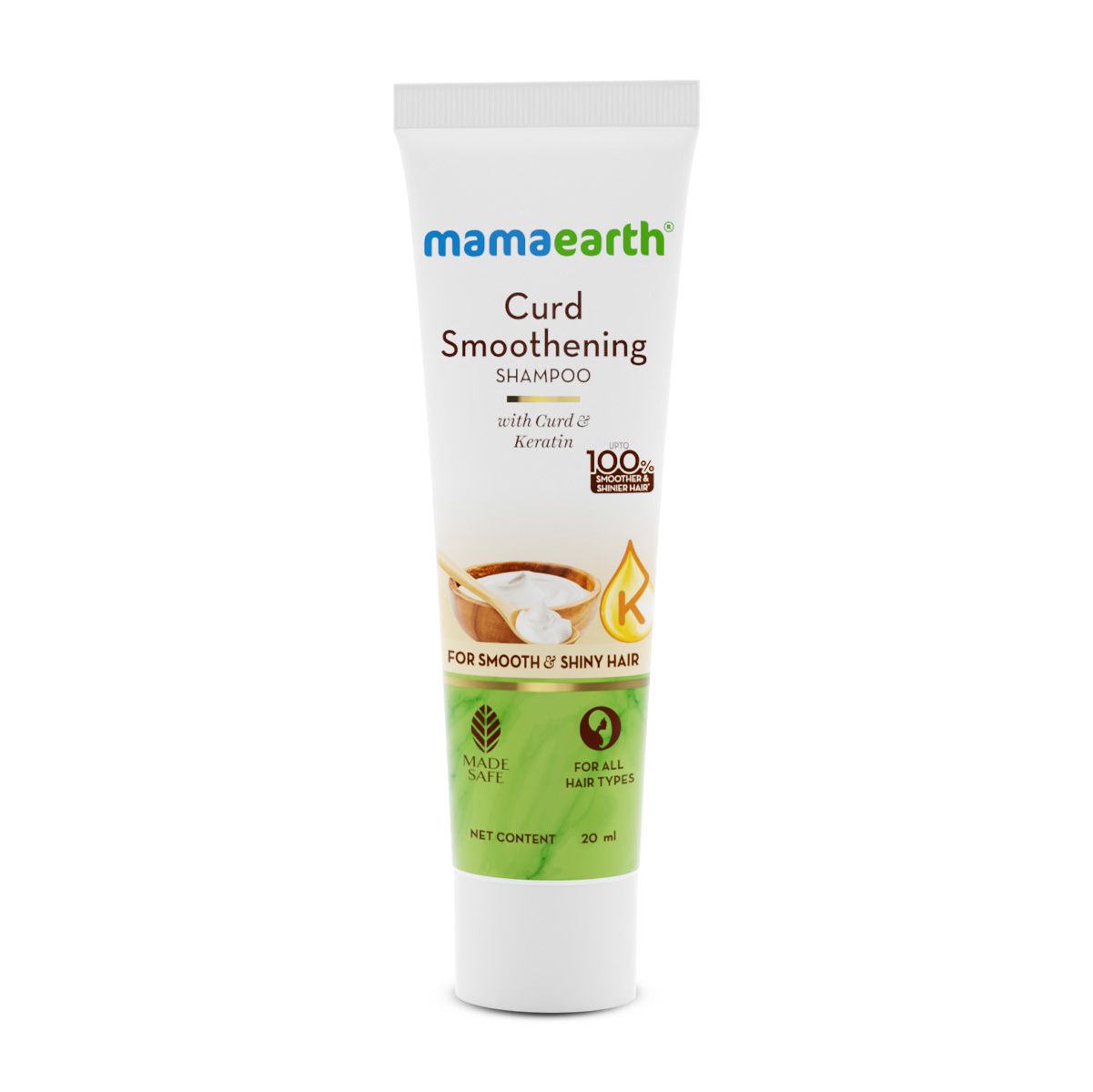 Mamaearth Curd Smoothening Shampoo with Curd & Keratin for Smooth & Shiny Hair, 20ml - Buy from Indicrest