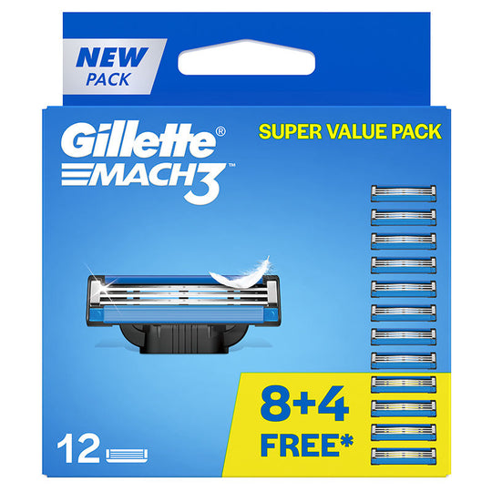 Gillette Mach3 Manual Shaving Razor Blades (Pack of 12 Pcs), 12 pieces Buy at Indicrest