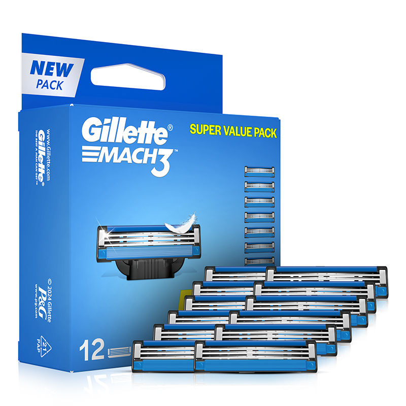 Gillette Mach3 Manual Shaving Razor Blades (Pack of 12 Pcs), 12 pieces Buy at Indicrest Image 2