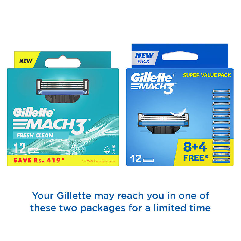 Gillette Mach3 Manual Shaving Razor Blades (Pack of 12 Pcs), 12 pieces Buy at Indicrest Image 3