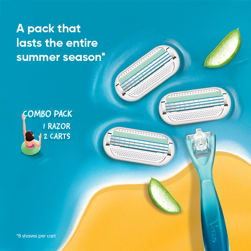 Gillette Venus Razor with Aloe Extract & 2 Refills Combo, 34g Buy at Indicrest Image 2