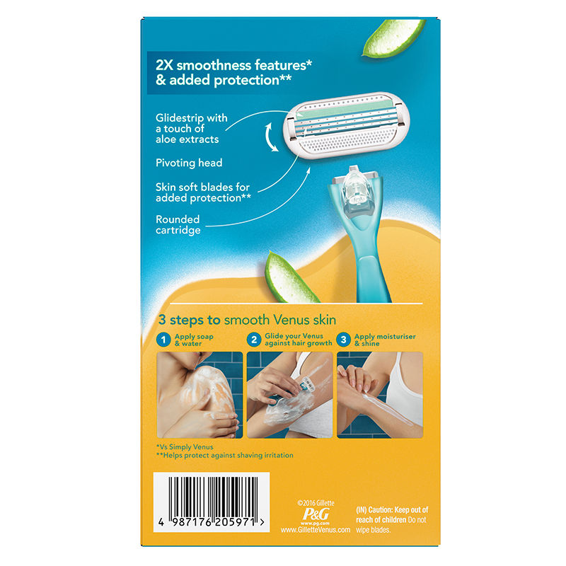 Gillette Venus Razor with Aloe Extract & 2 Refills Combo, 34g Buy at Indicrest Image 7