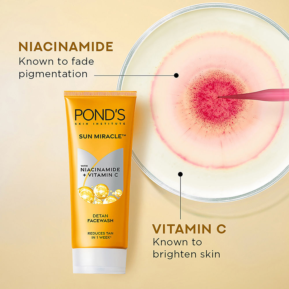 Pond’s Sun Miracle Detan Facewash With Vitamin C & Niacinamide, 100g Buy at Indicrest Image 3