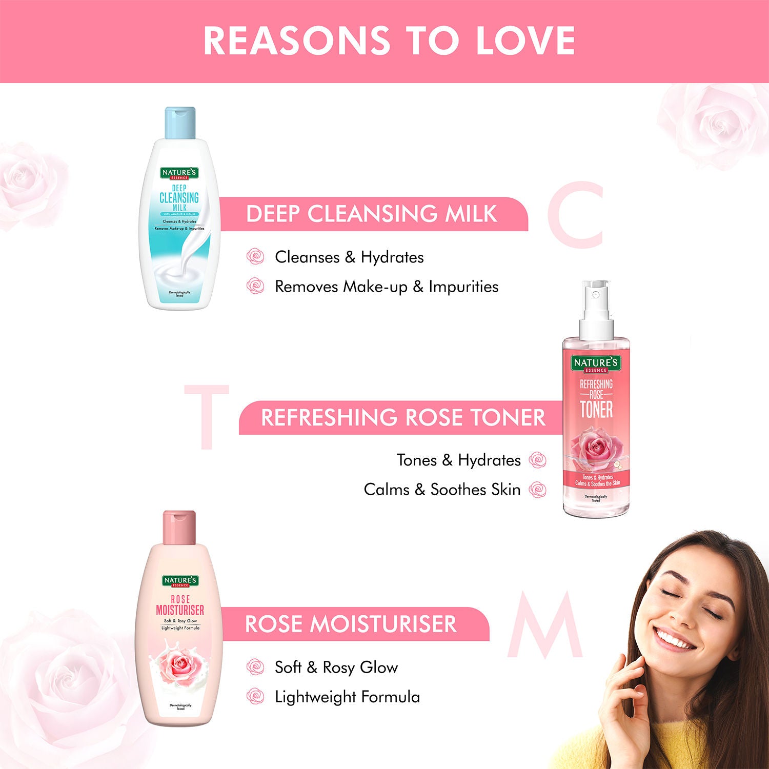 Nature's Essence CTM Combo - The Ultimate Skincare Trio (Cleansing Milk, Toner & Moisturiser), 300ml
