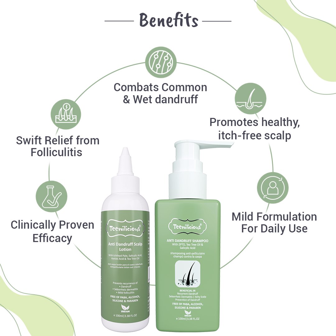 Fixderma Teenilicious Anti Dandruff Shampoo & Scalp Lotion Combo Kit | Prevents Recurrence of Dandruff, Face Cleanser 60g + Face Toner 100ml + Face Gel 30g - Image 2 - Buy from Indicrest
