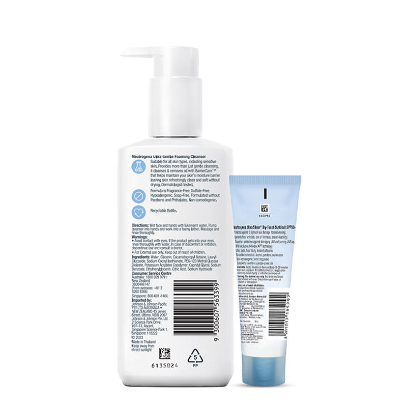 Neutrogena Ultra Gentle Foaming Cleanser + Sun Protection Combo, 230ml