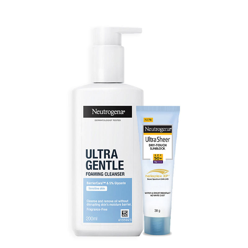 Neutrogena Ultra Gentle Foaming Cleanser + Sun Protection Combo, 230ml