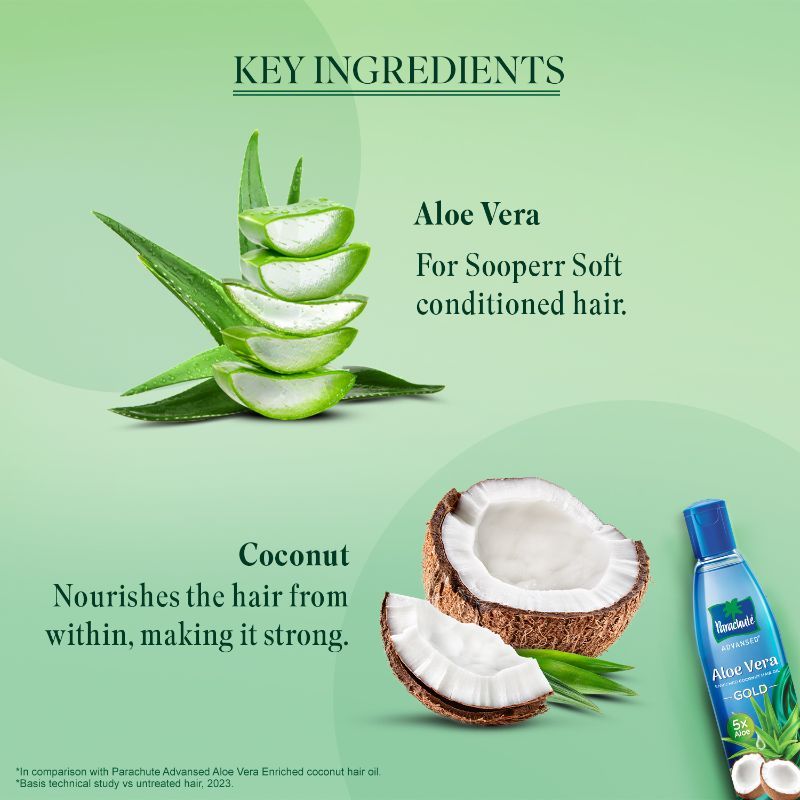 Parachute Advansed 5X Aloe Vera Enriched Coconut Hair Oil GOLD, Makes hair Sooperr soft, 400ml Buy at Indicrest Image 3