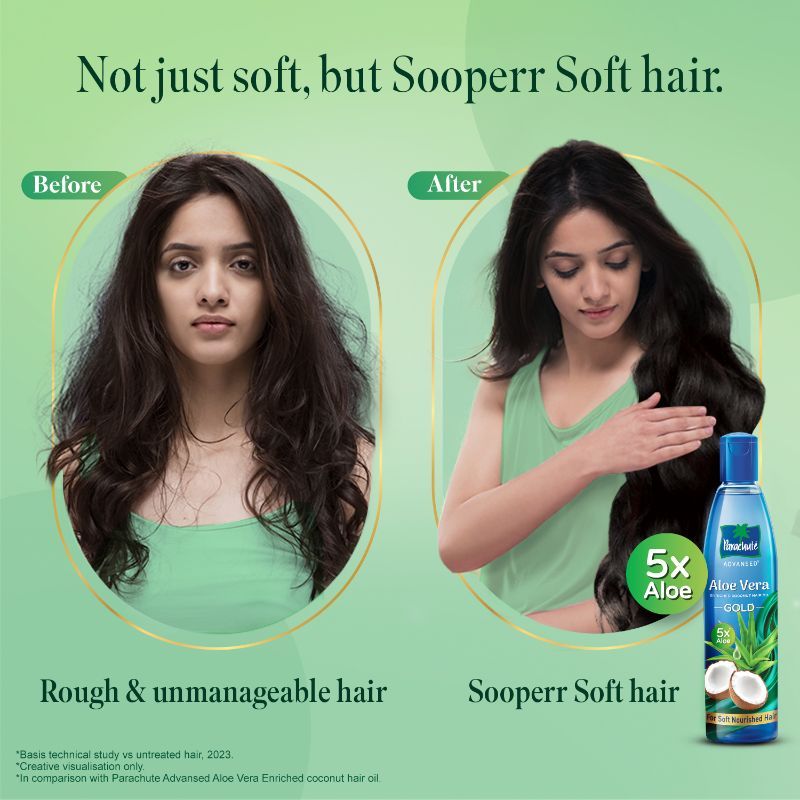 Parachute Advansed 5X Aloe Vera Enriched Coconut Hair Oil GOLD, Makes hair Sooperr soft, 400ml Buy at Indicrest Image 5