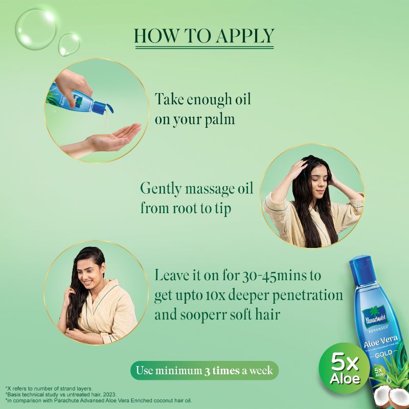 Parachute Advansed 5X Aloe Vera Enriched Coconut Hair Oil GOLD, Makes hair Sooperr soft, 400ml Buy at Indicrest Image 6