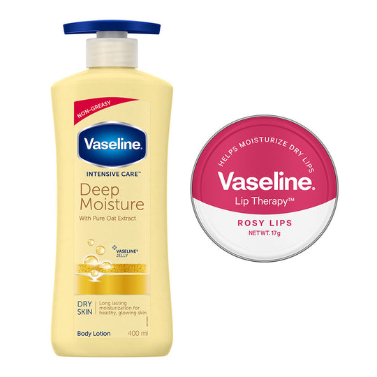 Vaseline Deep Moisture Body Lotion, 400ml With Rosy Lip Tin, 17g For Moisturized Skin & Sheer Pink Tint, 2 pieces Buy at Indicrest