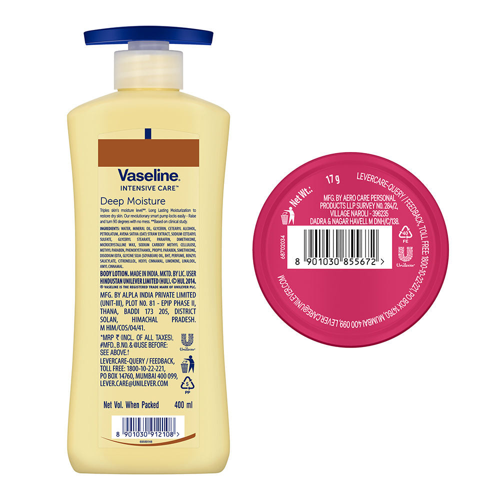 Vaseline Deep Moisture Body Lotion, 400ml With Rosy Lip Tin, 17g For Moisturized Skin & Sheer Pink Tint, 2 pieces Buy at Indicrest Image 7