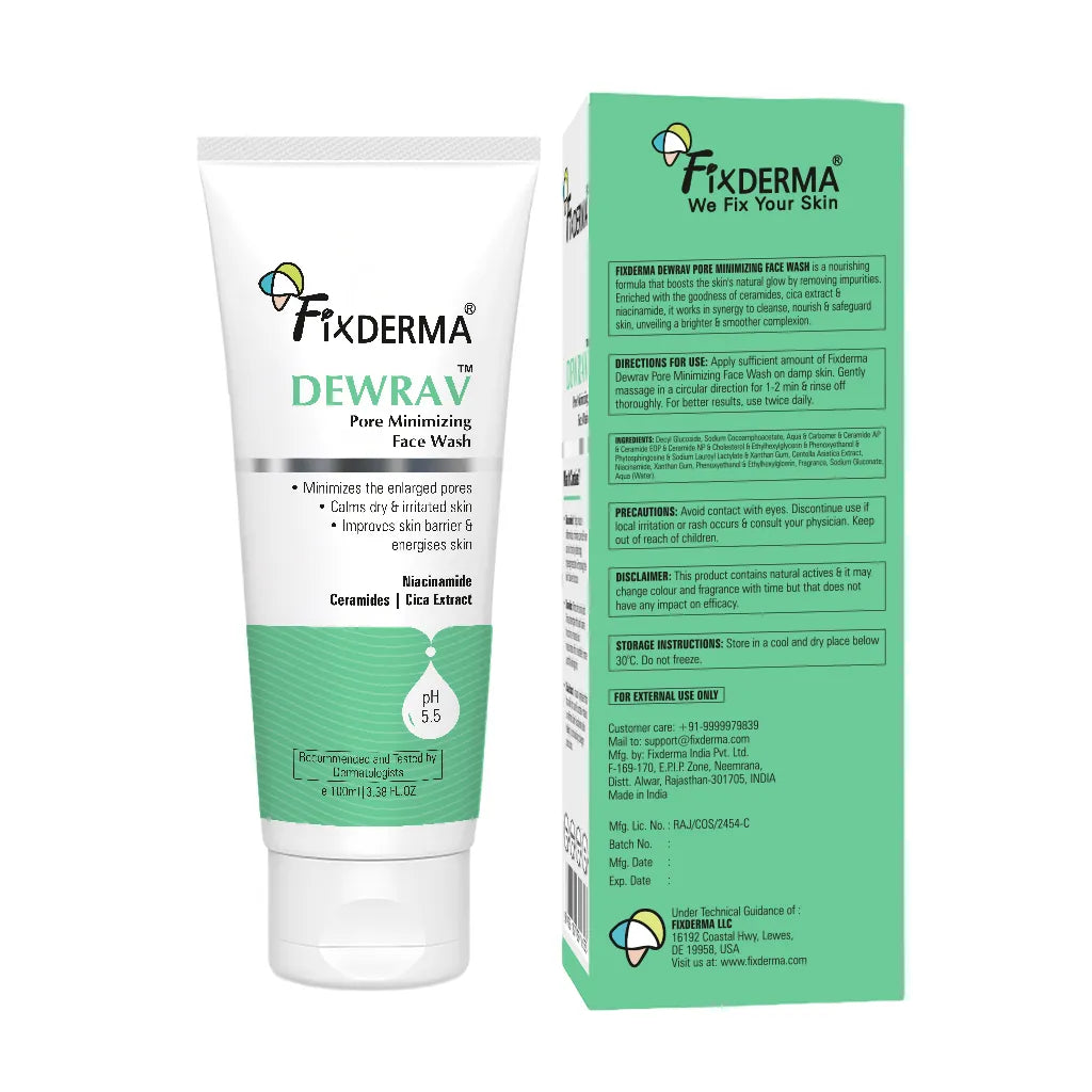 Fixderma Dewrav Barrier Repair & Pore Minimizing Face Wash | Minimizes open pores and repair skin barrier, 100ml - Image 6 - Buy from Indicrest