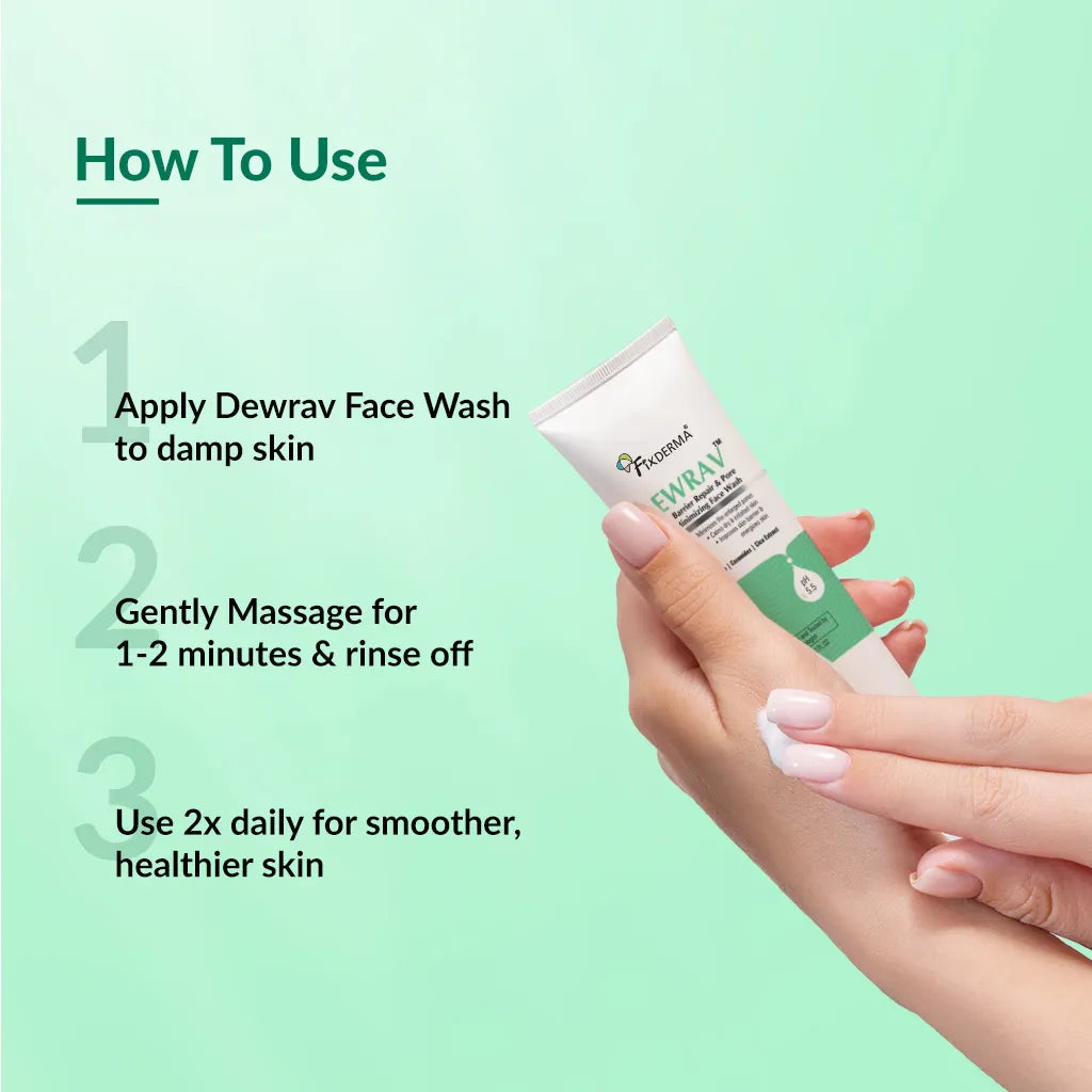 Fixderma Dewrav Barrier Repair & Pore Minimizing Face Wash | Minimizes open pores and repair skin barrier, 100ml - Image 5 - Buy from Indicrest