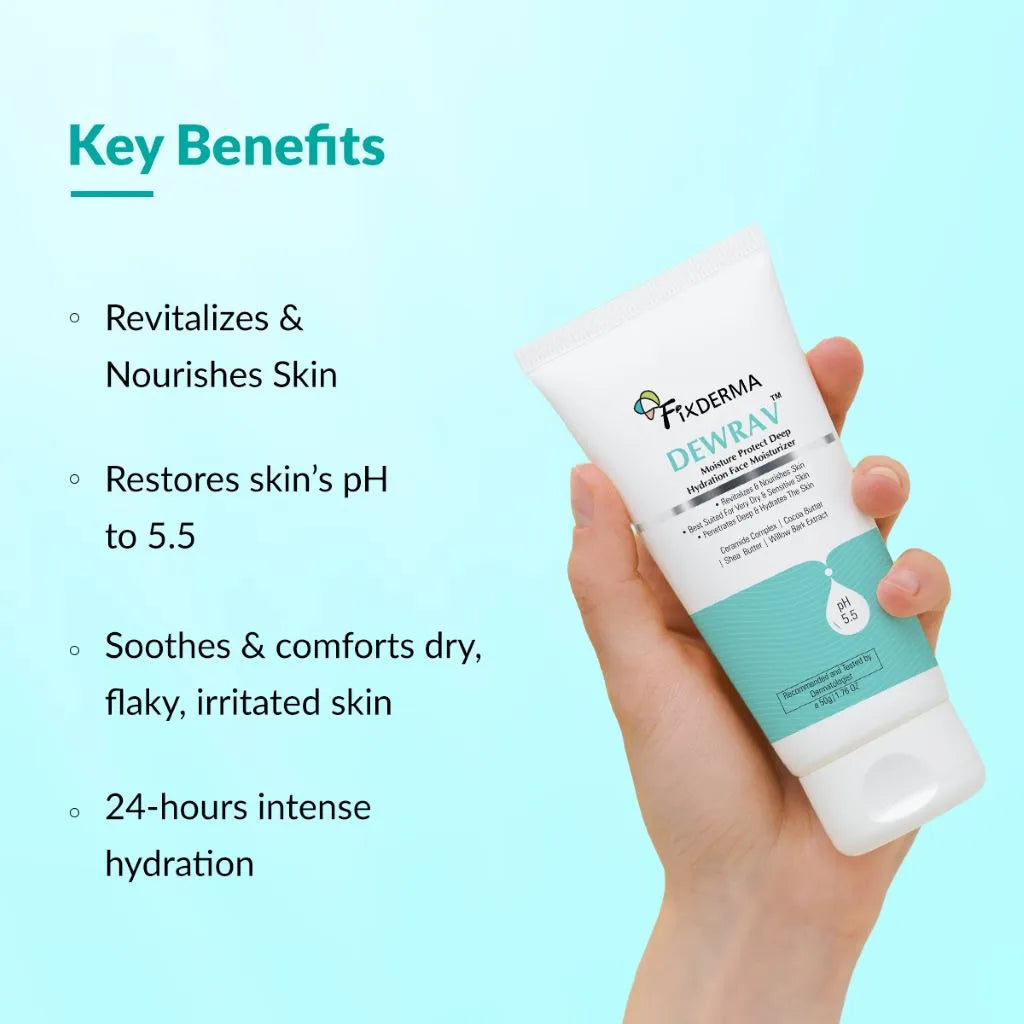 Fixderma Dewrav Moisture Protect Deep Hydration Face Moisturizer, 50g - Image 3 - Buy from Indicrest