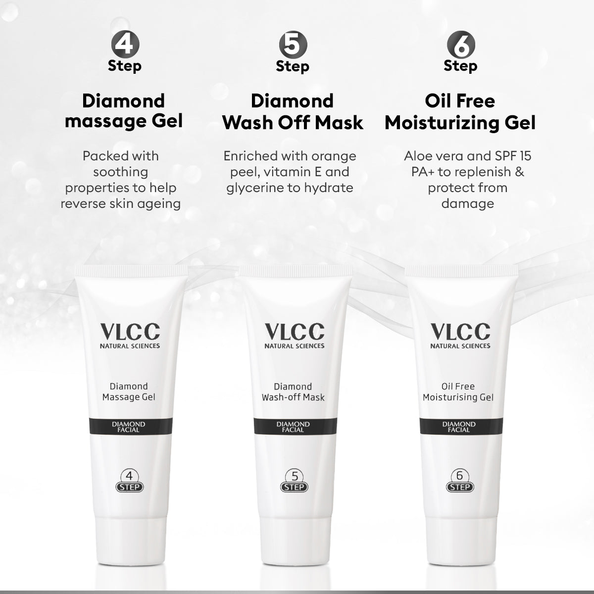 VLCC Gold and Diamond Facial Kit with Free Rose Water Toner - Image 13 - Buy from Indicrest