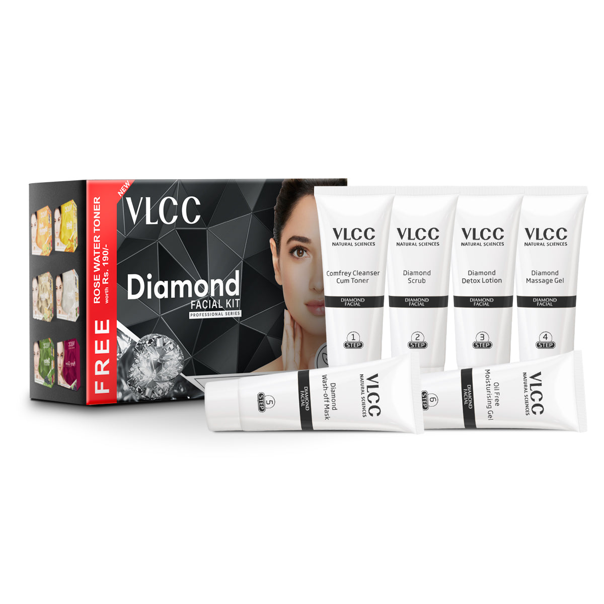 VLCC Gold and Diamond Facial Kit with Free Rose Water Toner - Image 9 - Buy from Indicrest