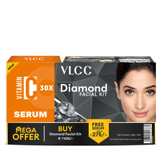 VLCC Diamond Facial Kit - 60g with FREE Vitamin C Serum - 15ml - Buy from Indicrest