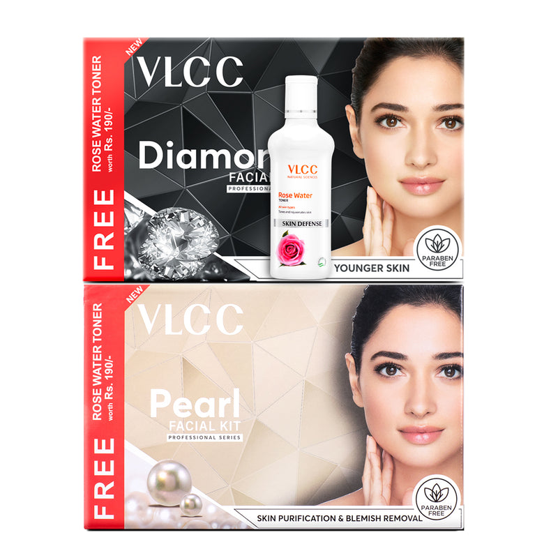 VLCC Diamond and Pearl Facial Kit with Free Rose Water Toner - Buy from Indicrest