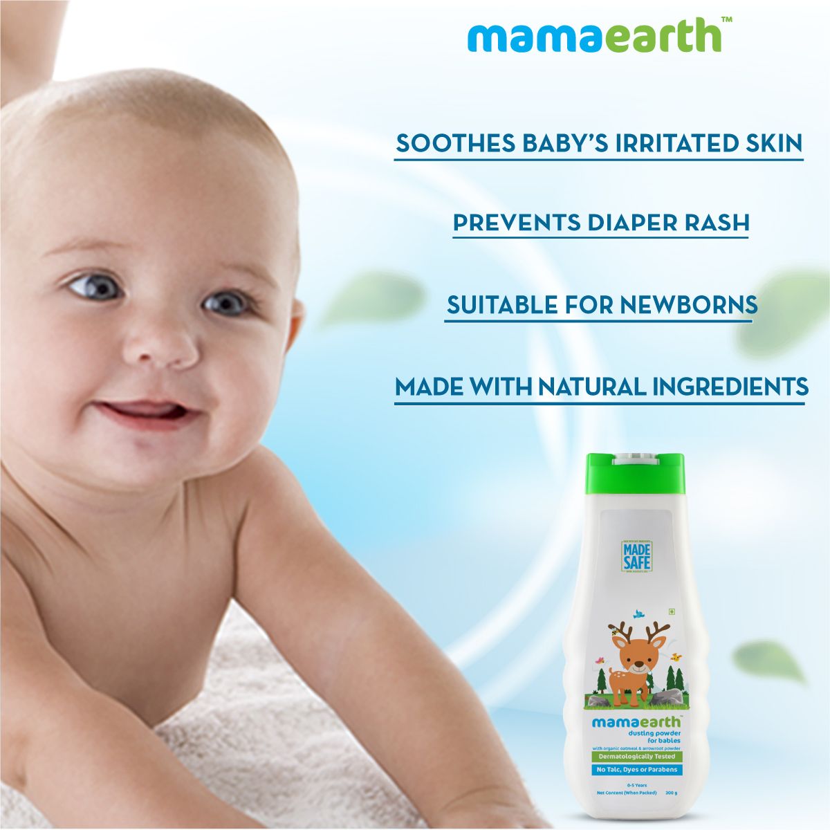 Mamaearth Dusting Powder with Organic Oatmeal and Arrowroot Powder for Babies, 300g - Image 3 - Buy from Indicrest