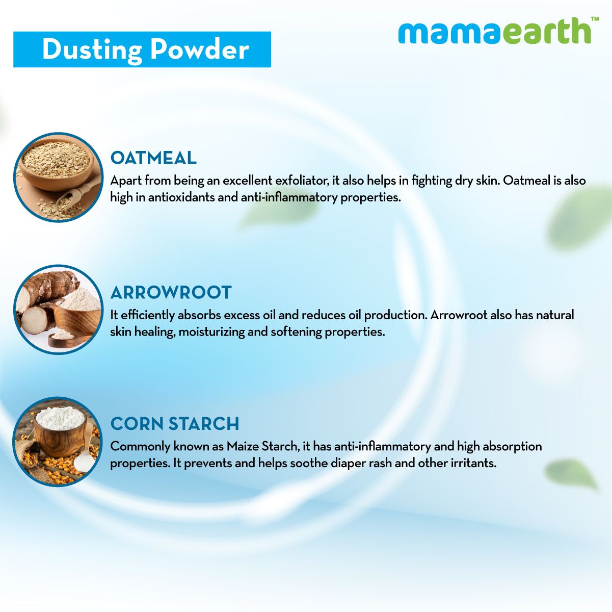 Mamaearth Dusting Powder with Organic Oatmeal and Arrowroot Powder for Babies, 300g - Image 4 - Buy from Indicrest