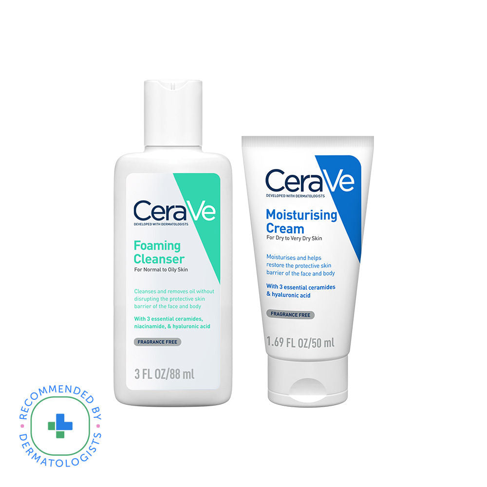 CeraVe Facewash, 88ml & Moisturizer, 50ml Combo with Ceramides - Daily Skincare Routine For Normal To Oily Skin, 2 pieces Buy at Indicrest