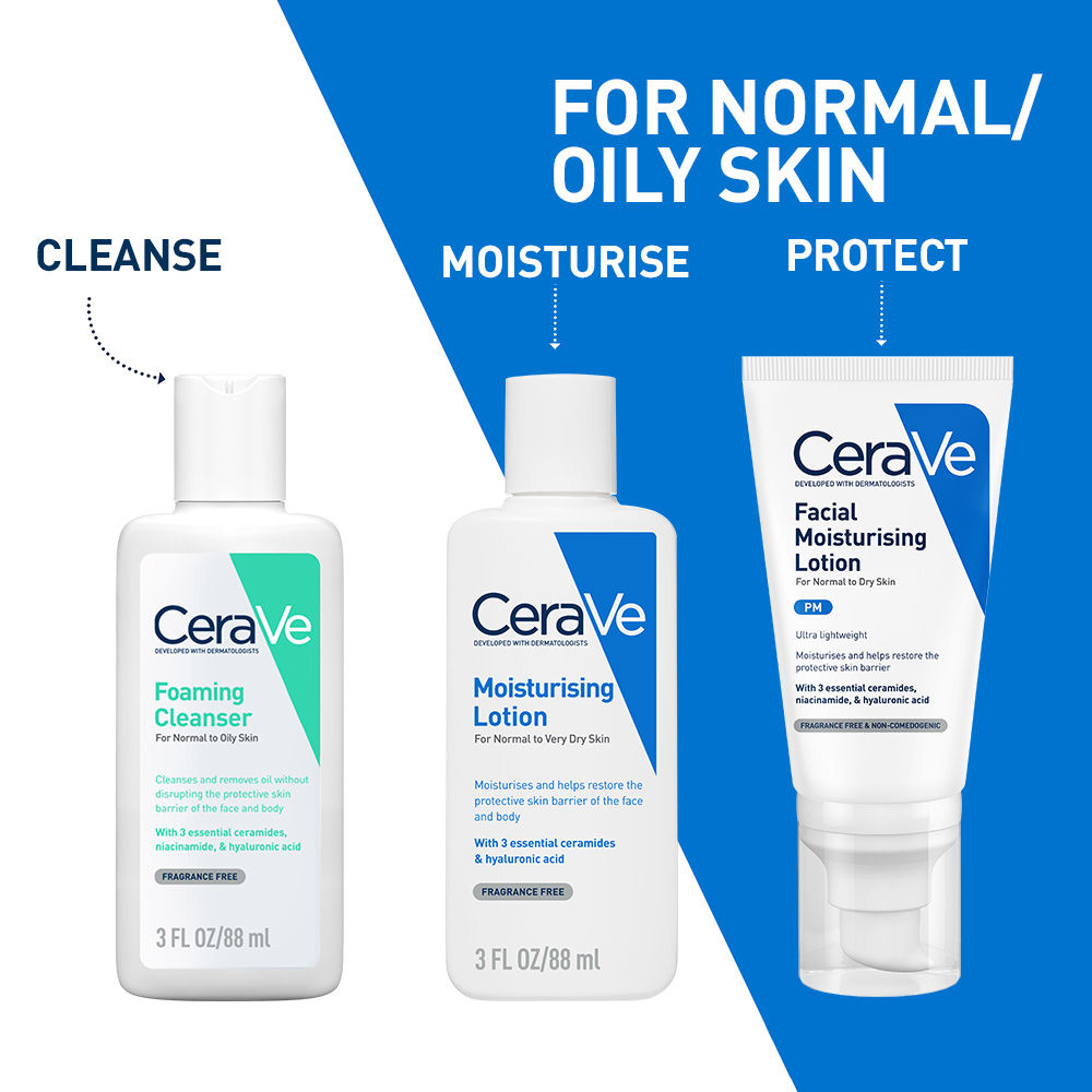 CeraVe Facewash & PM Moisturizer Combo with Ceramides - Evening Routine for Oily Skin, 2 pieces Buy at Indicrest Image 2