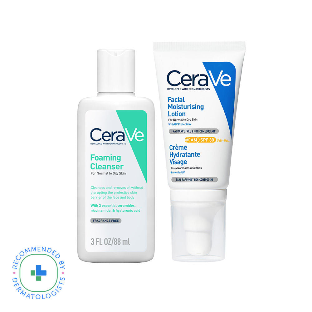 CeraVe Facewash & AM Moisturizing Lotion with SPF 30 Combo - Morning Routine for Oily Skin, 2 pieces Buy at Indicrest