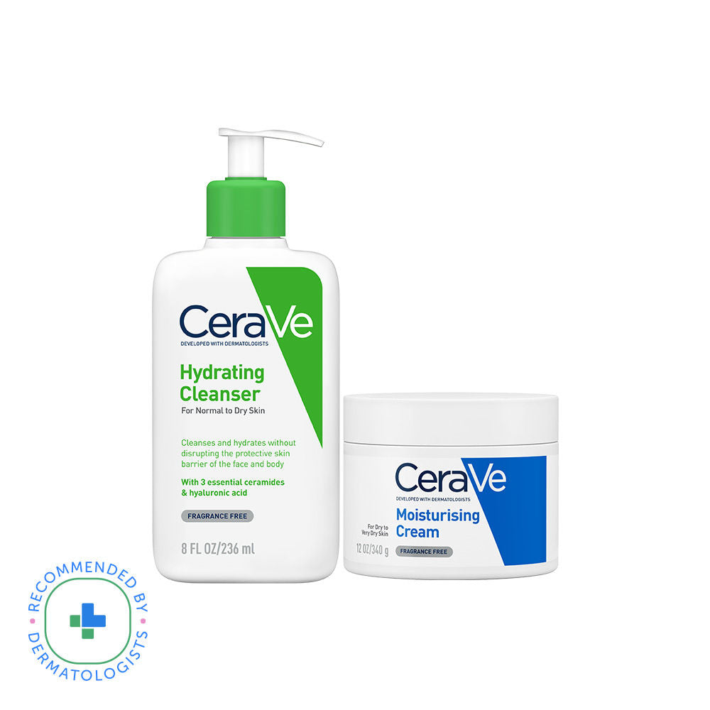 CeraVe Facewash, 236ml & Moisturizer, 340ml Combo with Ceramides - Daily Skincare Routine for Normal To Dry Skin, 2 pieces Buy at Indicrest
