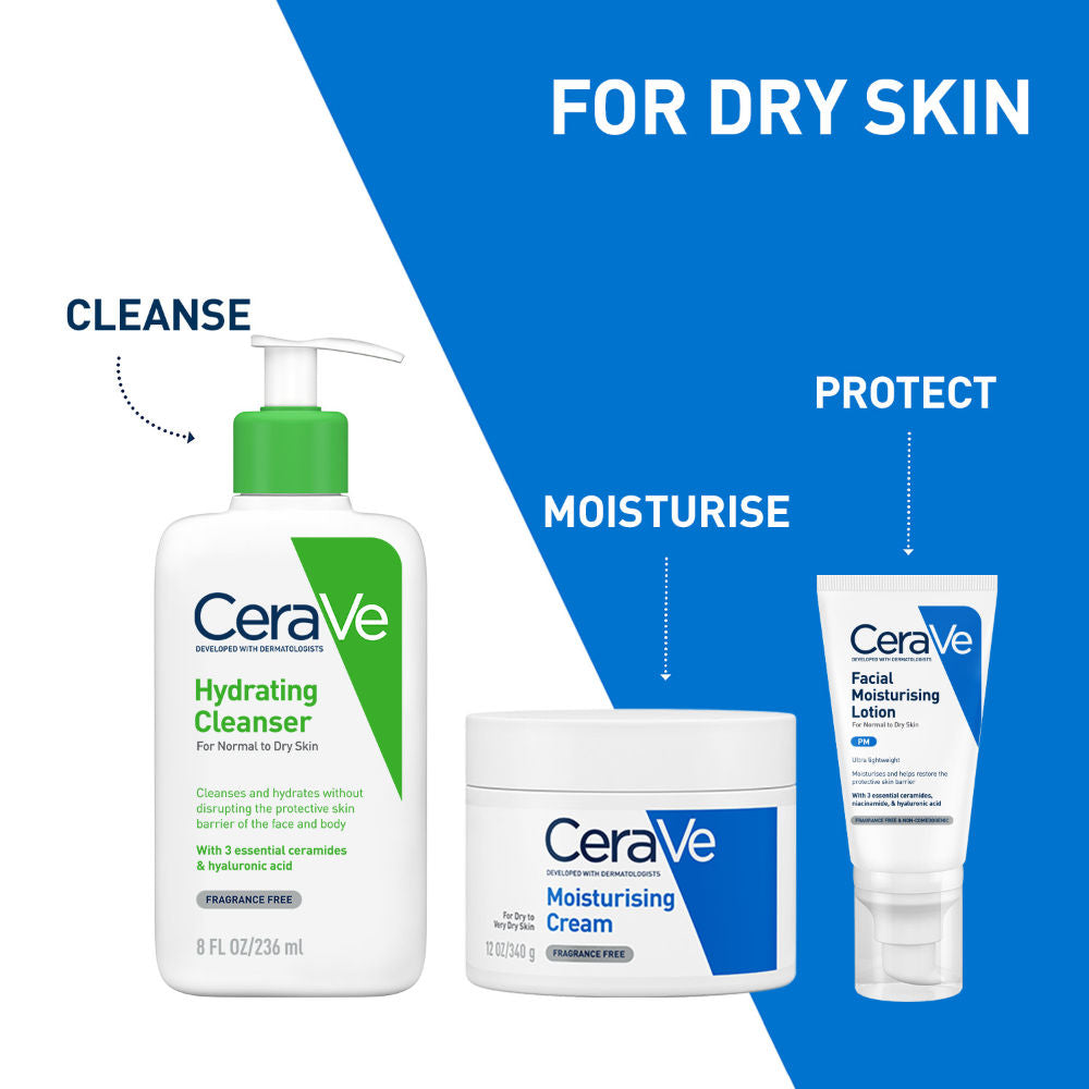 CeraVe Facewash, 236ml & Moisturizer, 340ml Combo with Ceramides - Daily Skincare Routine for Normal To Dry Skin, 2 pieces Buy at Indicrest Image 2