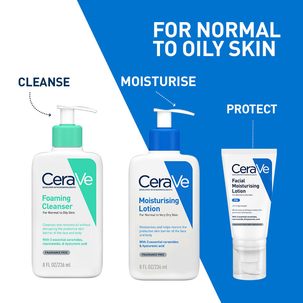 CeraVe Facewash & Moisturizing Lotion Combo with Ceramides- Skincare Routine for Normal to Oily Skin, 2 pieces Buy at Indicrest Image 2