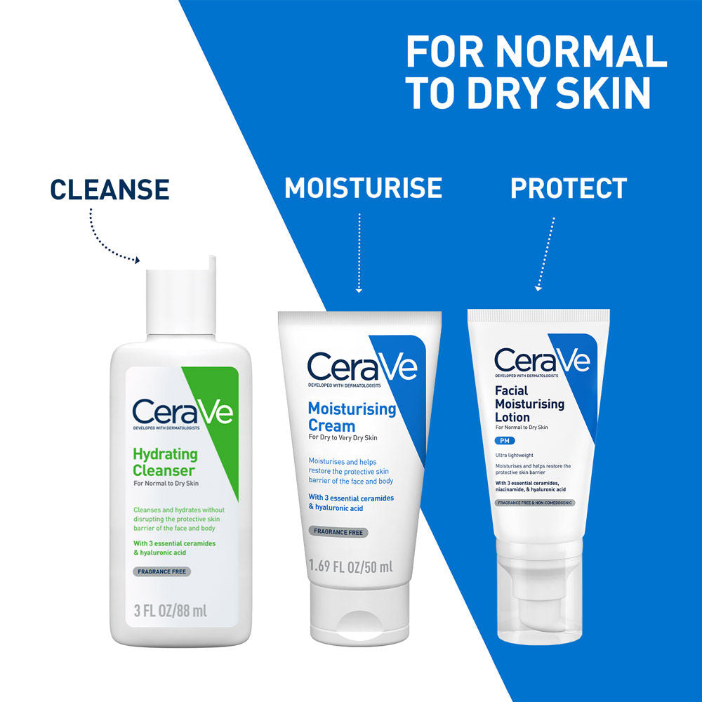 CeraVe Hydrating Cleanser Non-Foaming Face Wash for Dry Skin with Ceramides & Hyaluronic Acid Combo, 2 pieces Buy at Indicrest Image 2