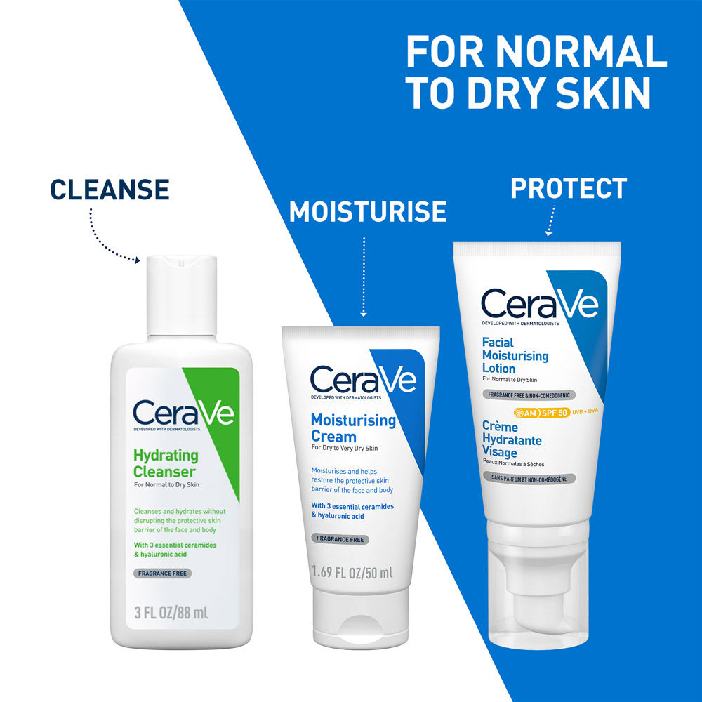 CeraVe Sun Protection Combo - AM lotion SPF 50 Sunscreen & Moisturizing Cream For Dry Skin Buy at Indicrest Image 2