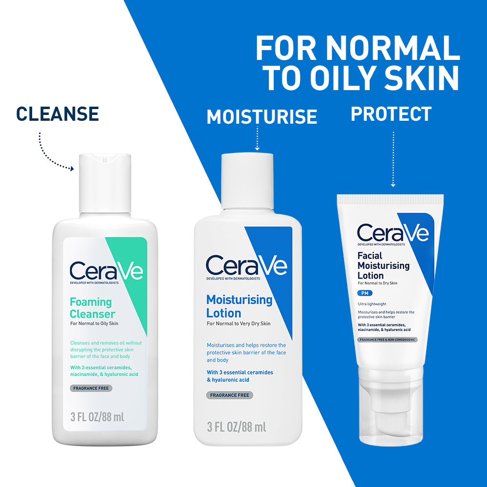 CeraVe Facewash, 88ml & Moisturizing Lotion, 88ml Combo with Ceramides Skincare Routine for Normal to Oily Skin, 2 pieces Buy at Indicrest Image 2