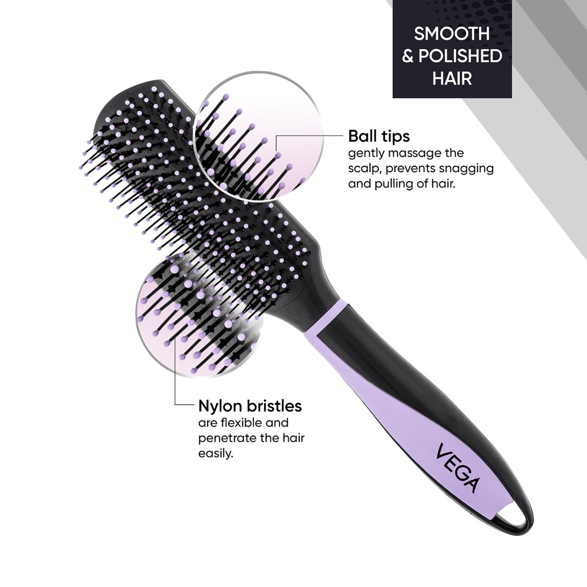 Vega Flat Hair Brush - E36-FB