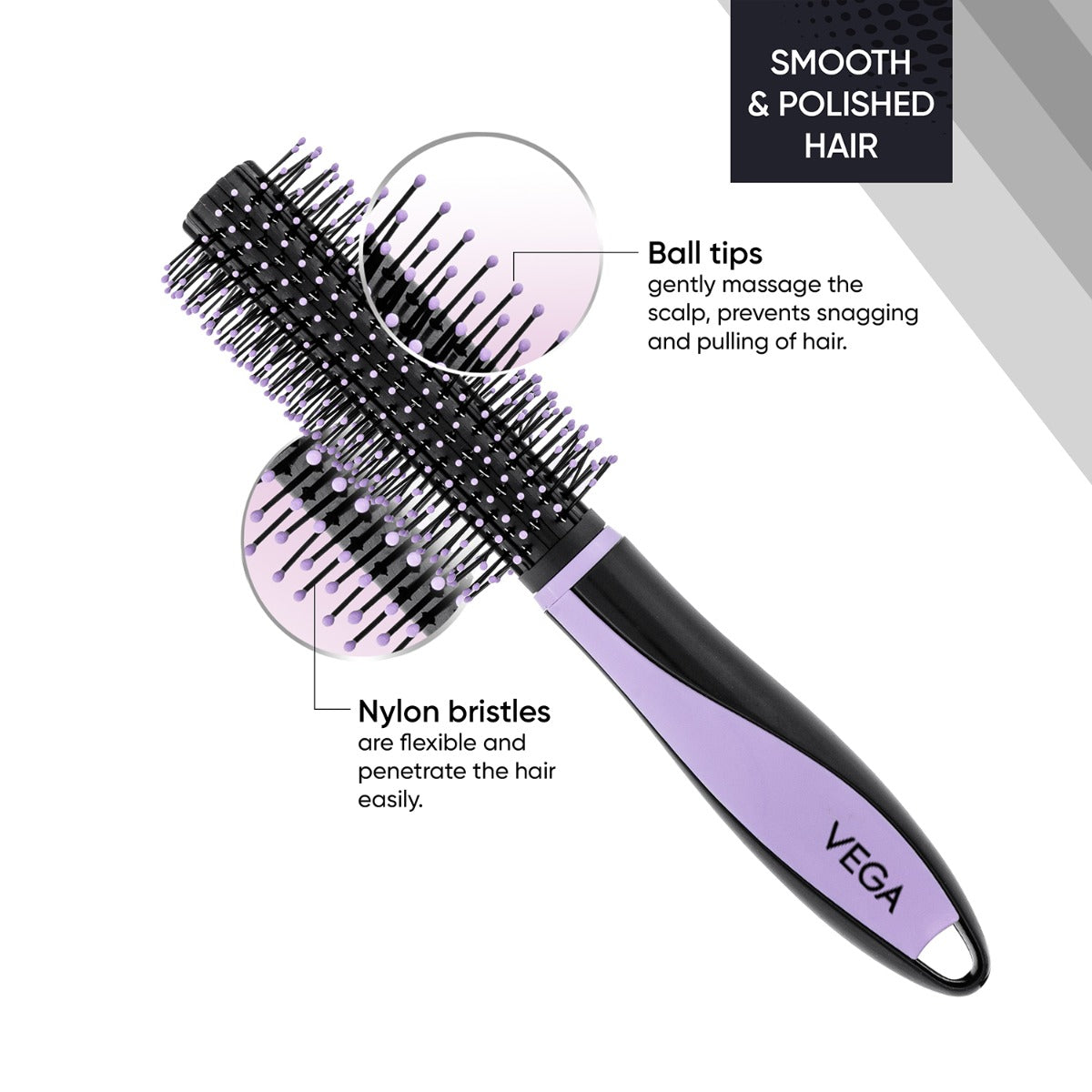Vega Round Hair Brush - E36-RB