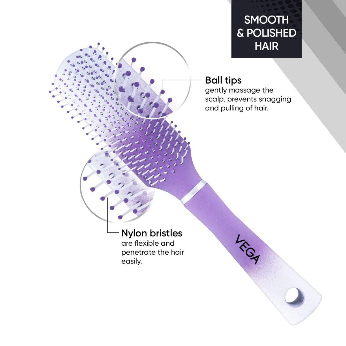 Vega Flat Hair Brush - E37-FB