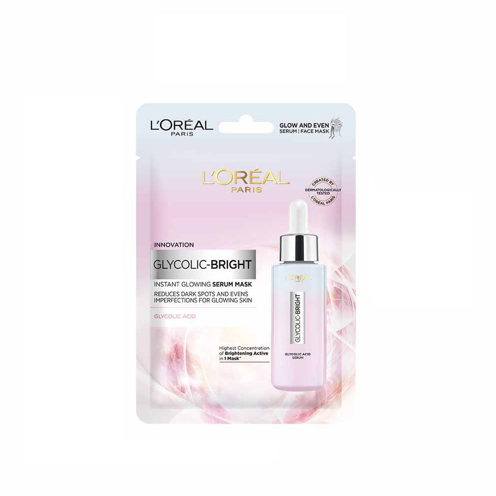 L'Oreal Paris Glycolic Bright Glowing Serum Sheet Mask, Face Mask for Glowing Skin, 22g Buy at Indicrest Image 6